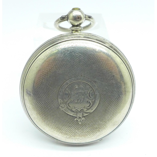 923 - A silver pocket watch, Hunter, Clapham, a/f