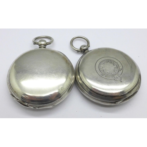 935 - A silver full hunter pocket watch and a silver English lever pocket watch, both a/f