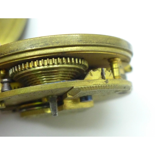 936 - Three early pocket watch movements, a/f