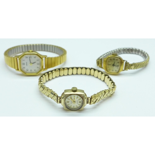 937 - Three lady's wristwatches including one 9ct gold cased Avia