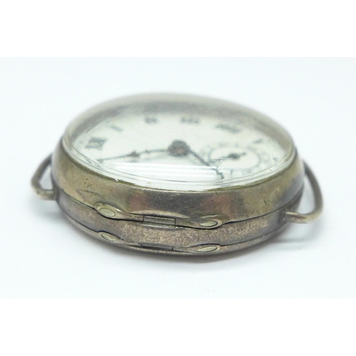 939 - A silver Unicorn wristwatch, the case marked R.W.C.Ltd., (Rolex Watch Co.), with Edinburgh import ma... 