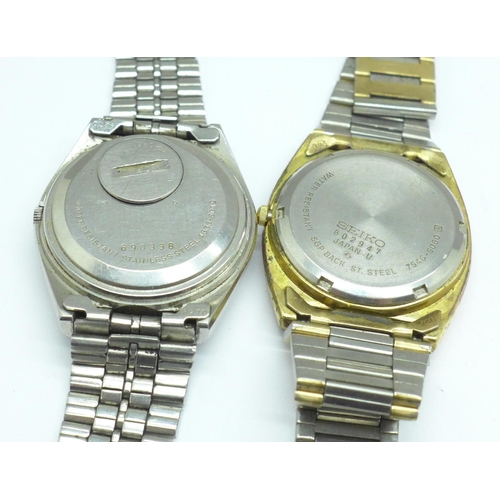 941 - Two gentleman's Seiko SQ wristwatches, a/f