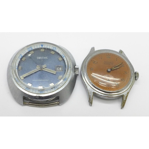 943 - Two gentleman's wristwatch heads, Bucherer and Smiths