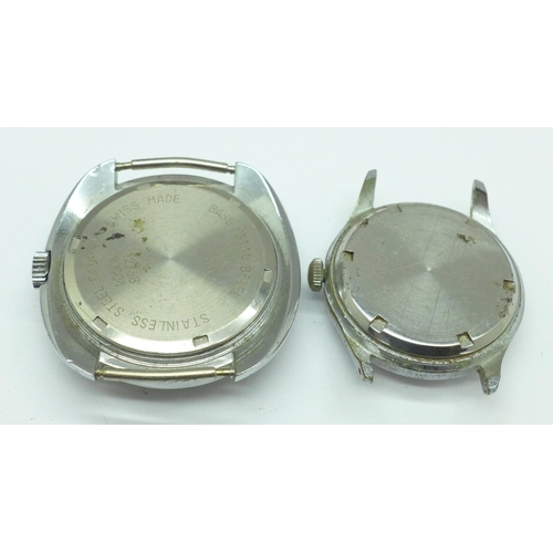 943 - Two gentleman's wristwatch heads, Bucherer and Smiths