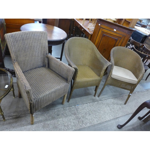 186 - Three Lloyd Loom wicker armchairs