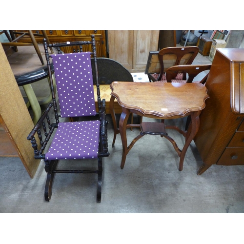 240 - An American beech rocking chair and an Edward VII mahogany side table