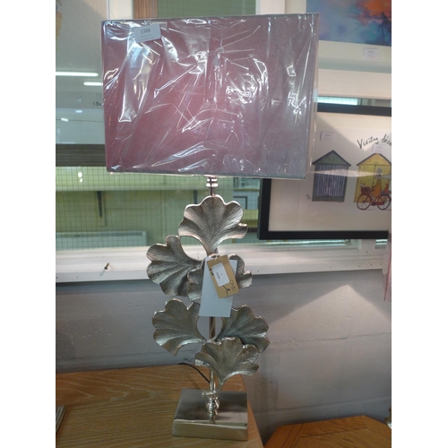 1388 - A silver leaf table lamp with grey velvet shade (BT644M31)   #