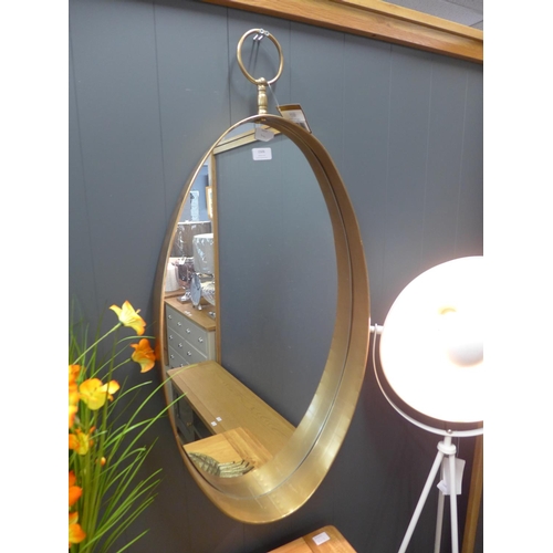 1506 - A gilt metal oval wall mirror with loop handle (1971427)   #