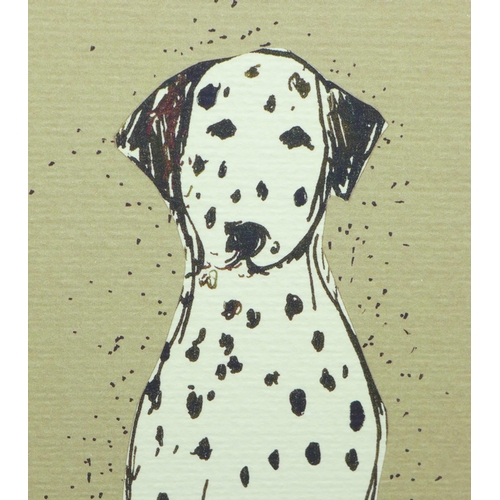 654 - A pen and ink drawing of a dalmatian, signed (Clare) Ormerod