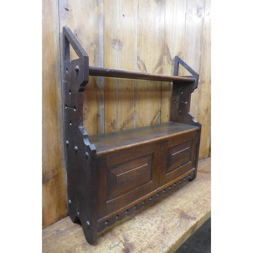 105 - A Victorian Gothic Revival oak wall mounted cabinet