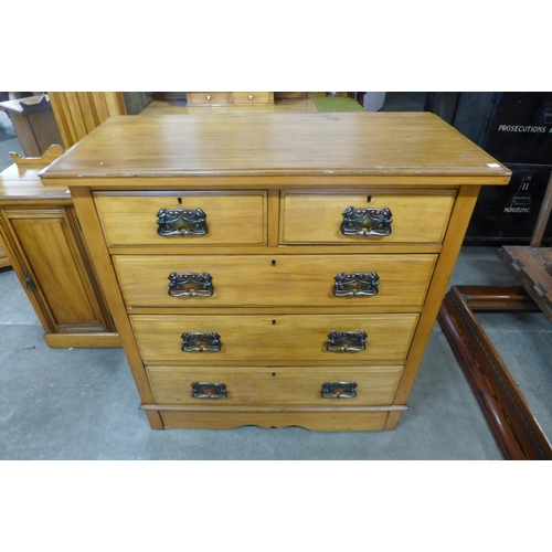 107 - An Edward VII satin birch five piece bedroom suite