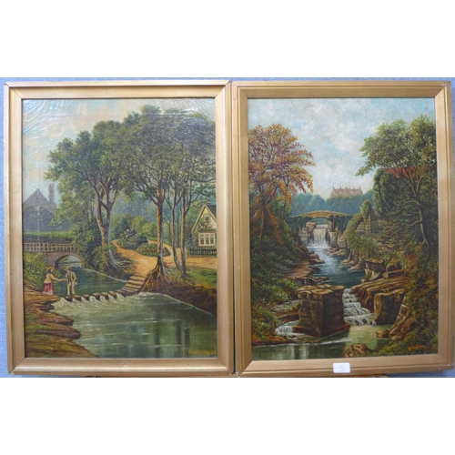 21 - R. Blower, Stepping Stones and Jesmond Dene, oil on canvas, 60 x 44cms, framed