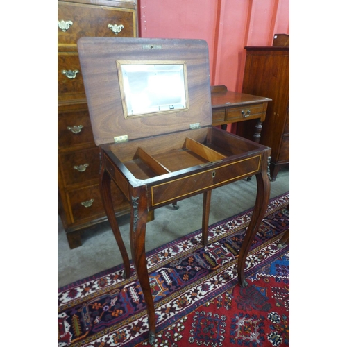 85 - An early 20th Century French inlaid mahogany and rosewood lady's dressing table