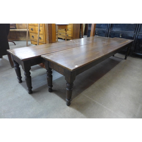 99 - A pair of long oak window seats/benches