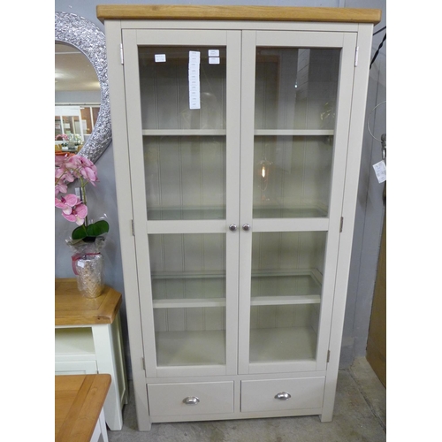 1468 - A stone glass two door, two drawer display cabinet (PGGDC-S) - boxed