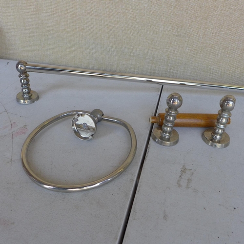 2067 - Qty. of Bristan bathroom accessories:- 2 chrome plated single towel rails, 3 towel rings, 2 toilet r... 