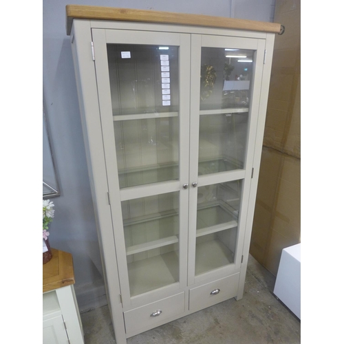 1462 - A stone glass 2 door, 2 drawer display cabinet (PGGDC-S) - boxed