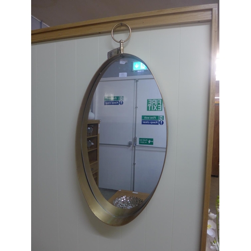 1462 - A gilt metal oval wall mirror with loop handle (1971427)   #