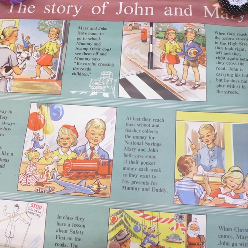 708 - A box of art exhibition posters, prints and a collection of 1950's National Savings posters