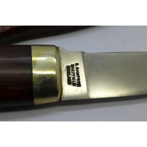 790 - A hunting knife and a B. Sampson of Sheffield skinning knife