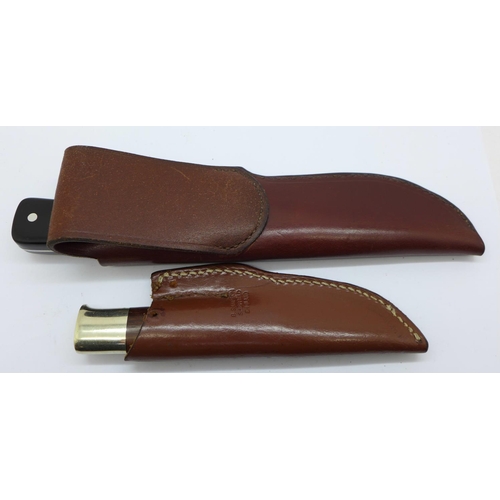 790 - A hunting knife and a B. Sampson of Sheffield skinning knife