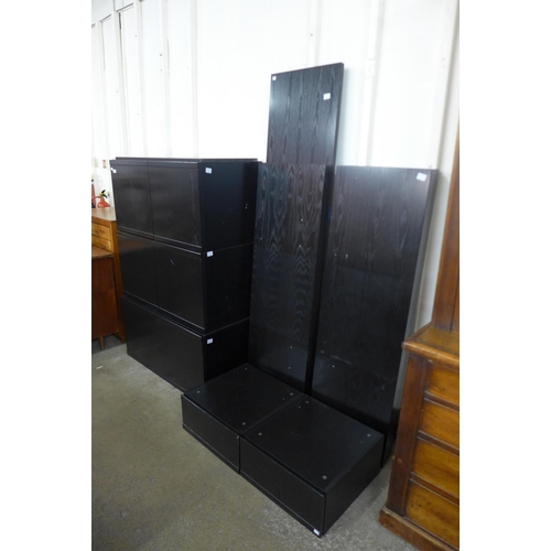 133 - A Roche Bobois black ash modular wall unit