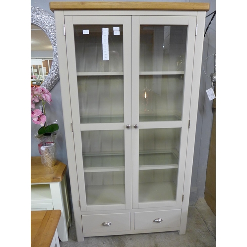 1493 - A stone glass two door, two drawer display cabinet (PGGDC-S) - boxed