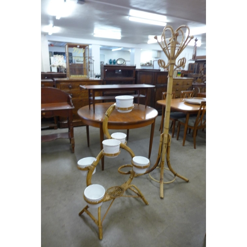 102 - A bamboo coat stand and jardiniere stand