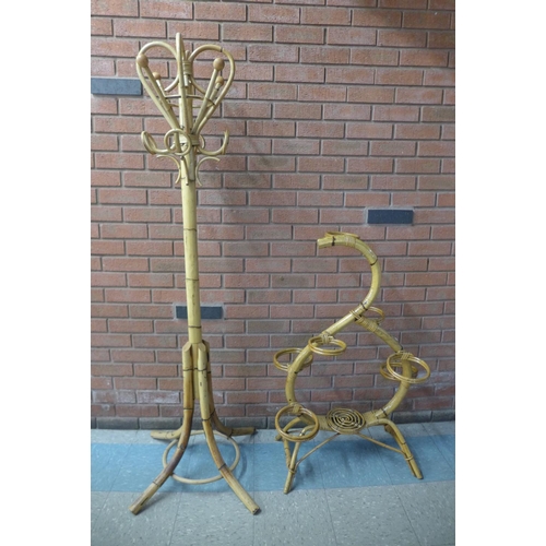 102 - A bamboo coat stand and jardiniere stand