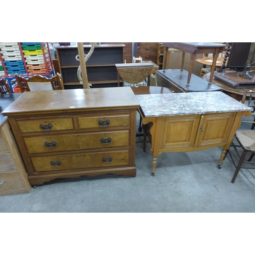 193 - A Victorian walnut chest of drawers and washstand