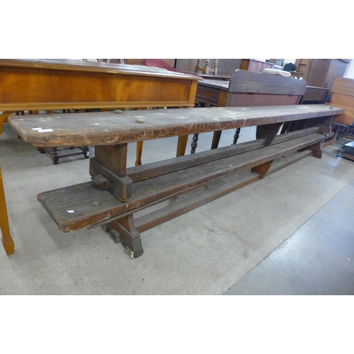 202 - A pair of pine school gymnasium benches