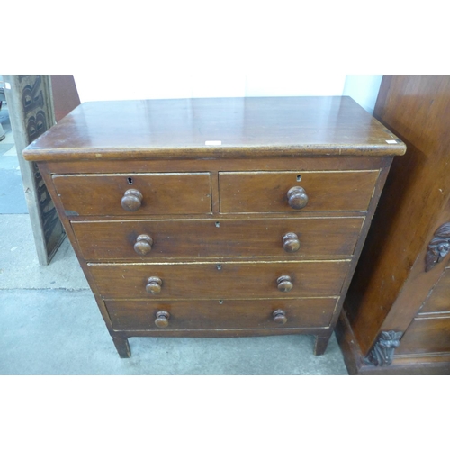 239 - A Victorian pine and mahogany chest of drawers