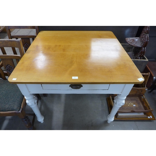 244 - A Victorian painted pine and beech topped kitchen table