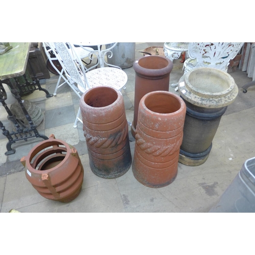 283 - Five Victorian and later terracotta chimney pots