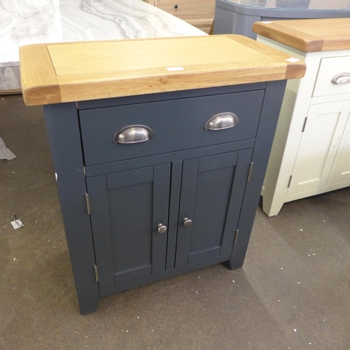 1526 - A Hampshire blue painted oak 2 door mini sideboard   (KEP P30-73)  *This lot is subject to VAT  dama... 