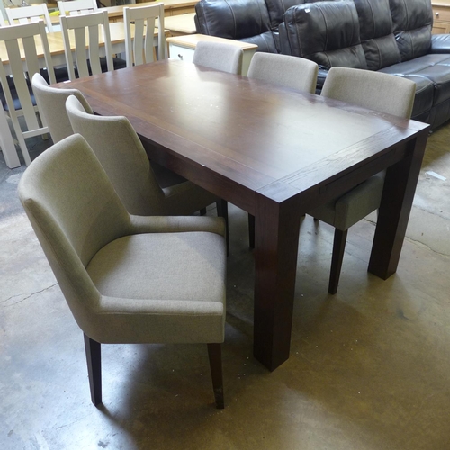 1595 - A Lyon walnut extending table plus 6 chairs in titanium, RRP £749.91 + VAT (269389)   *This lot is s... 