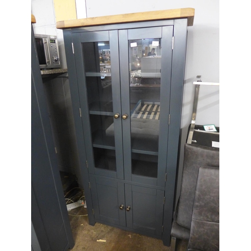 1636 - A Hampshire blue painted oak display cabinet (KEL P37-73)  -  *this lot is subject to vat