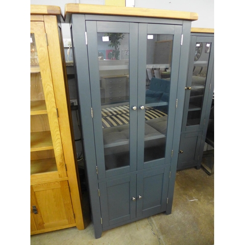 1637 - A Hampshire blue painted oak display cabinet (KEL P37-73)  -  *this lot is subject to vat