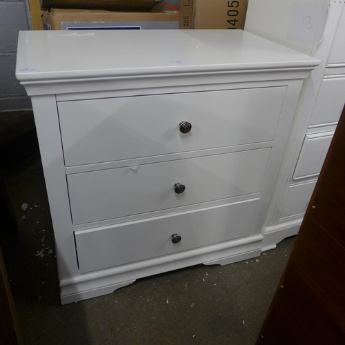 1657 - A Florence white painted three drawer chest (SW-3DC-W)  -  *this lot is subject to vat