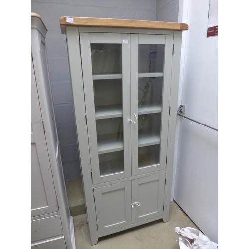 1793 - A Hampshire grey painted oak display cabinet (WXF P37) * This lot is subject to VAT. Damaged joints