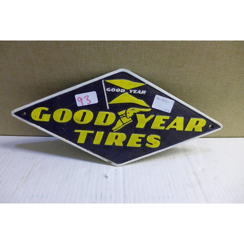 2123 - Goodyear Tyres (American Spelling) diamond plaque - this lot is subject to VAT