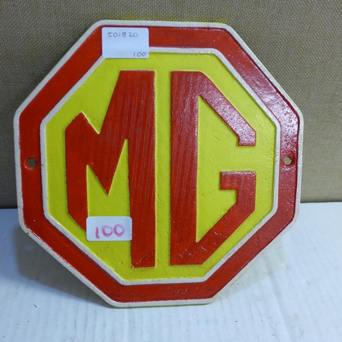 2148 - MG car wall plaque - this lot is subject to VAT