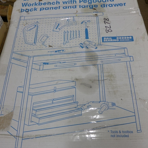 2367 - 2 Clark pegboard work benches - flatpack -MM8278 - sold as scrap