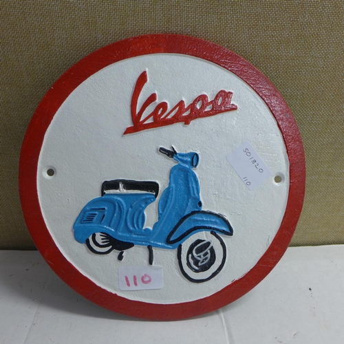 2015 - Round Vespa wall plaque - this lot is subject to VAT