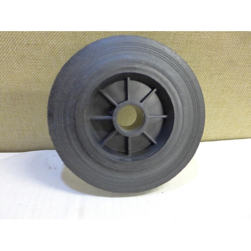 2106 - Bag of 24 x black solid rubber wheels - diameter 162mm, width 45mm & 25mm centre bore - unused