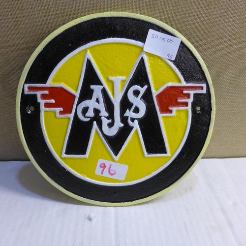 2125 - AJS/Matchless motorcycle plaque - this lot is subject to VAT