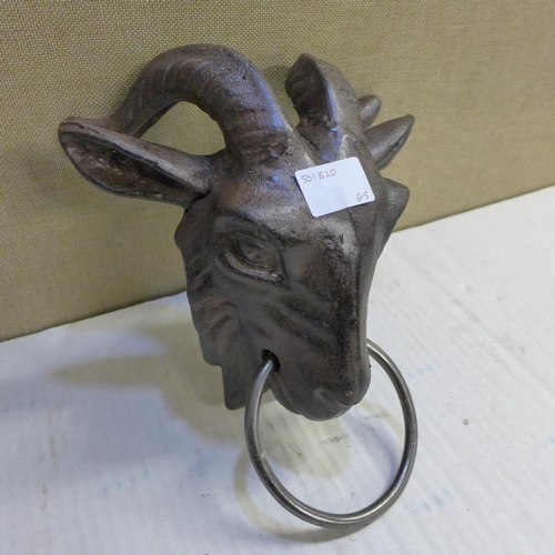 2138 - Goat head with ring - this lot is subject to VAT