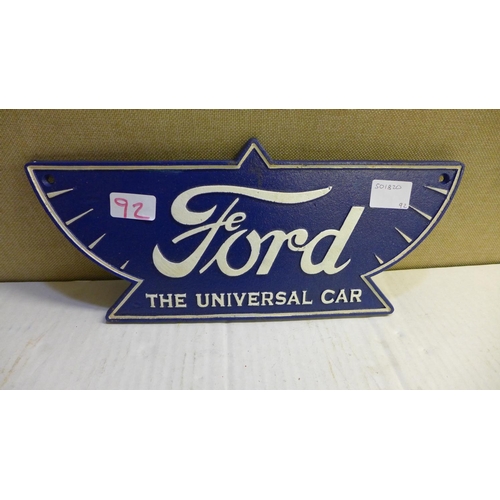 2143 - Reproduction cast Ford plaque - this lot is subject to VAT