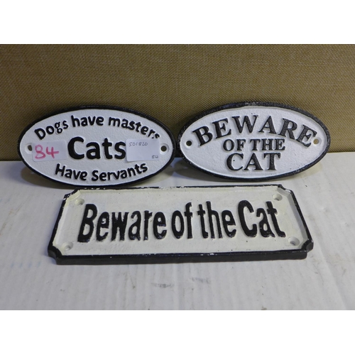 2154 - 3 various Cat signs - this lot is subject to VAT