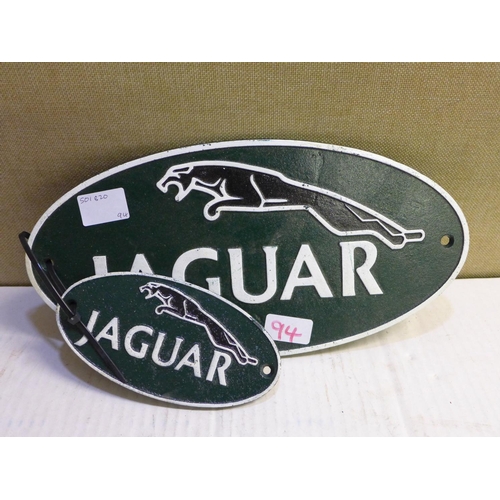 2159 - 2 Jaguar plaques - this lot is subject to VAT